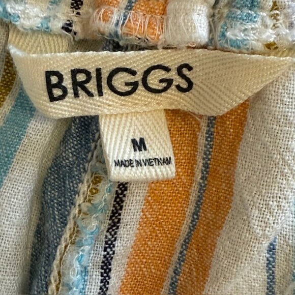 Briggs Women's Linen Blend Pull-On Shorts with Pockets Size Medium Blue Stripe. - Picture 5 of 11